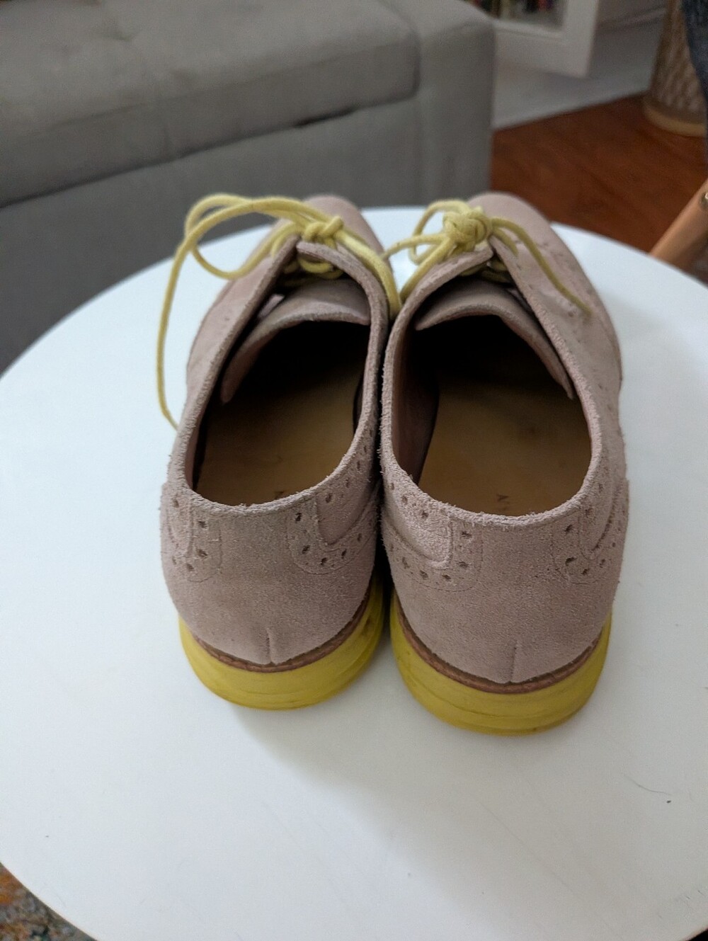 Cole Haan LunarGrand Tan Suede Wingtip Oxfords Citrus Sole Women's 7C - Picture 4 of 8
